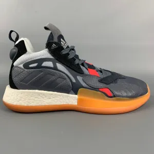 ADIDAS Size 10 Grey & Orange Color Block Acetate Sneakers
