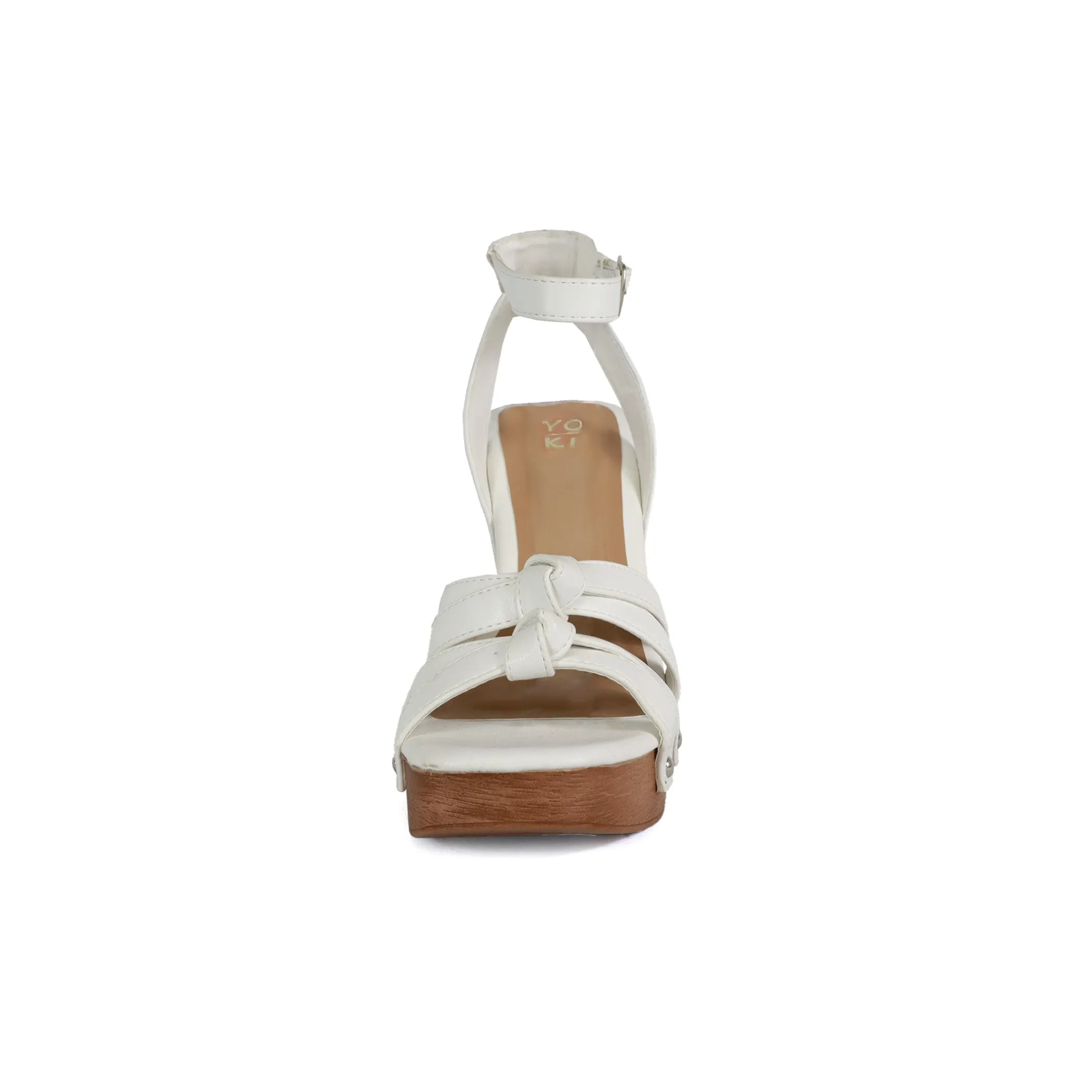ARLESA-11 Women's Multiple Bow Straps Wood Heel