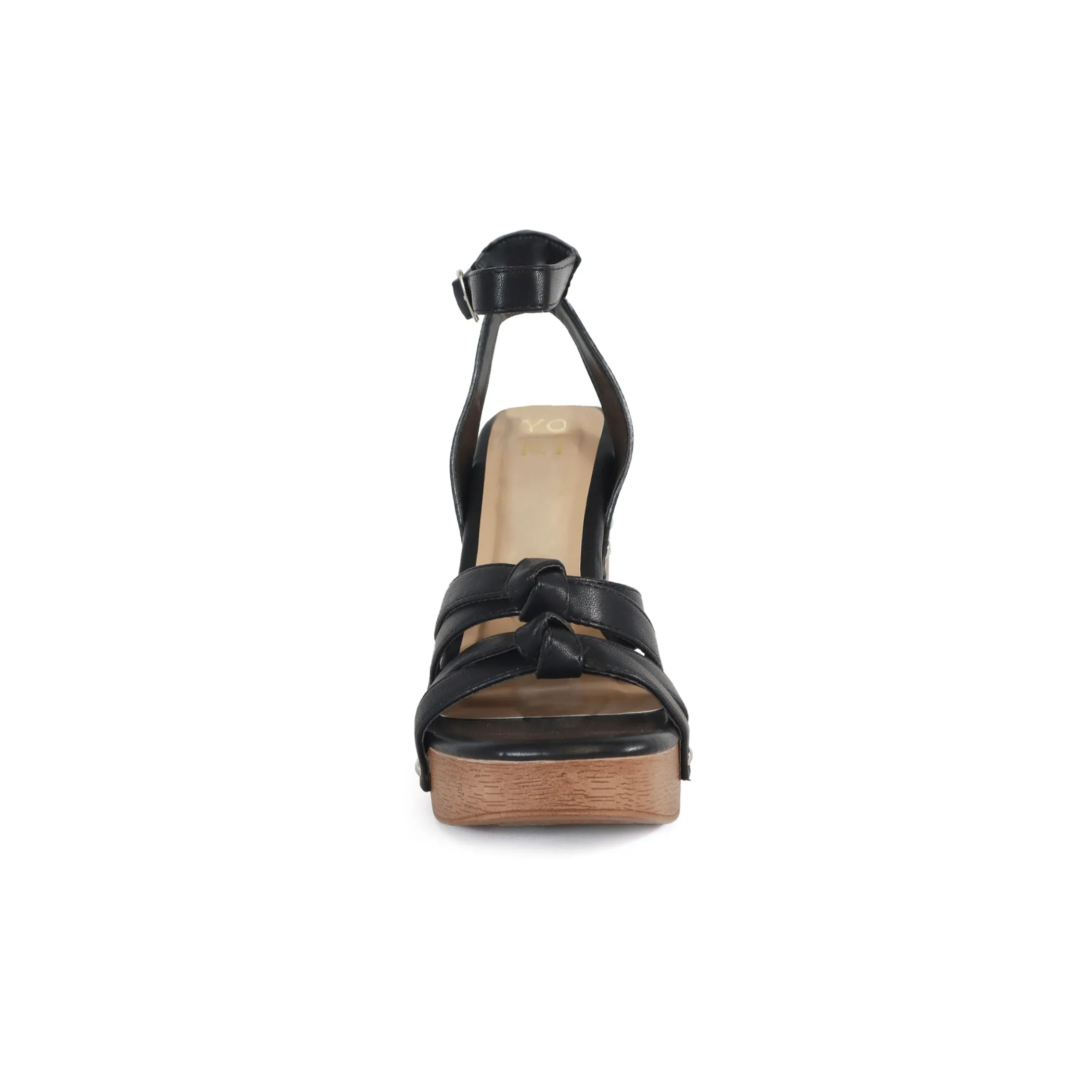 ARLESA-11 Women's Multiple Bow Straps Wood Heel