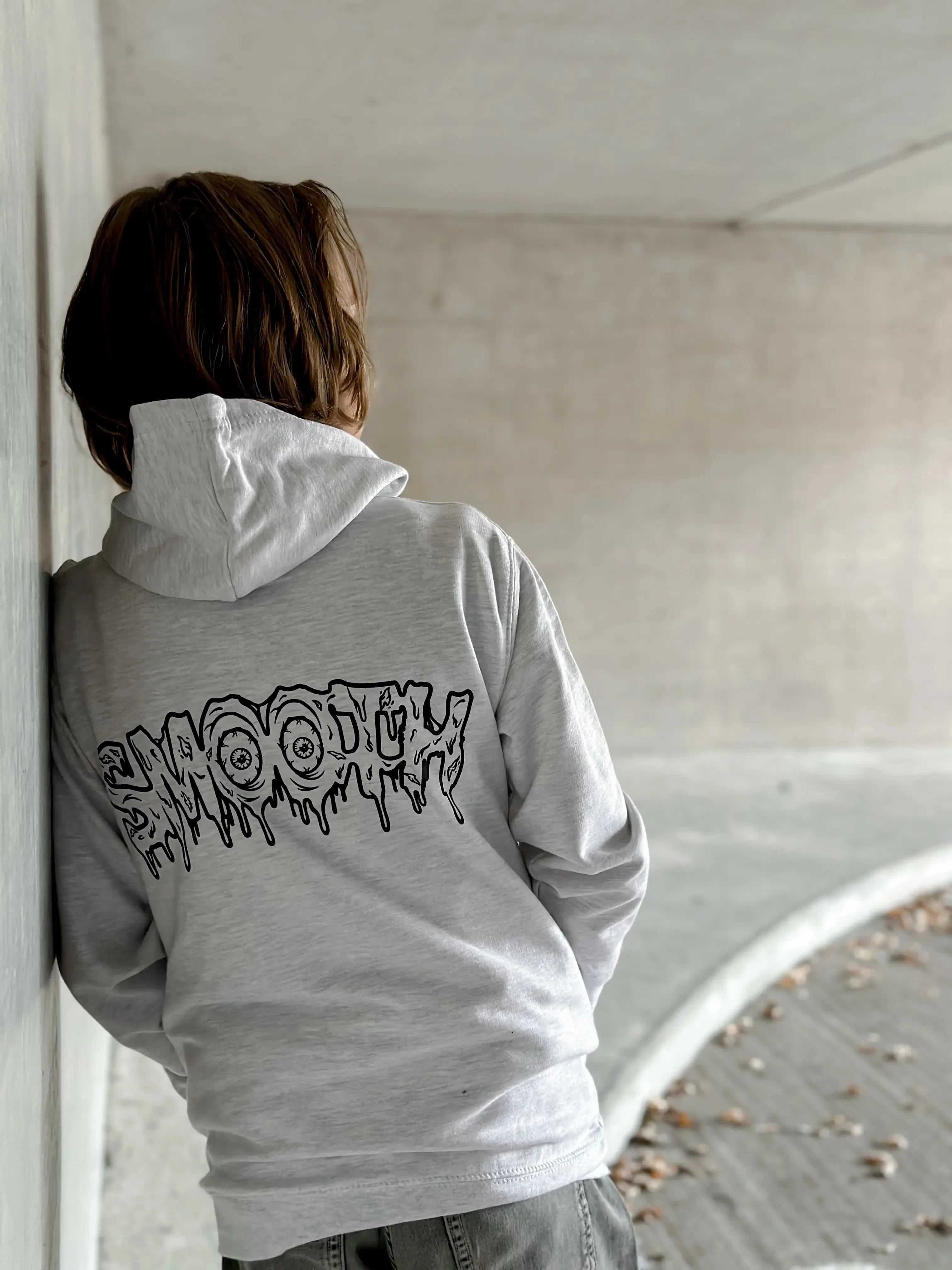 Ash Kids Hoodie / Drip Black Front Back Boys
