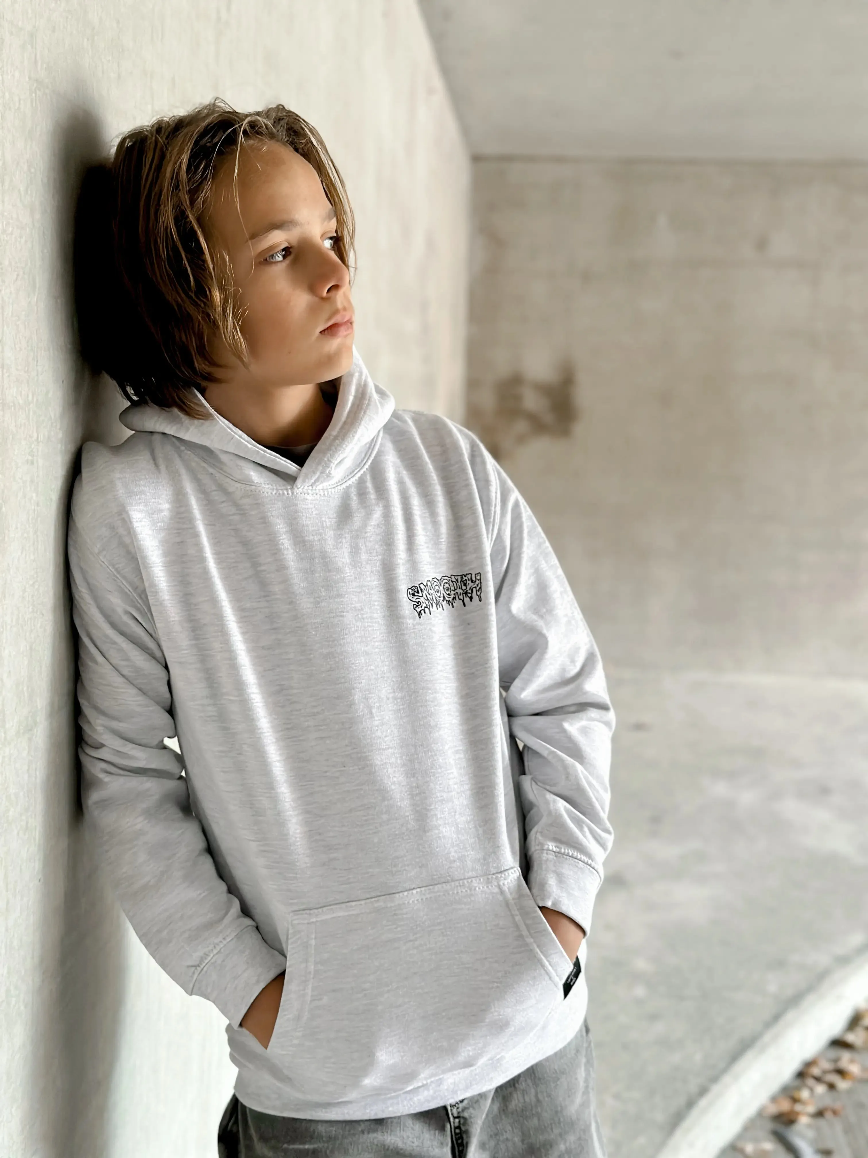 Ash Kids Hoodie / Drip Black Front Back Boys