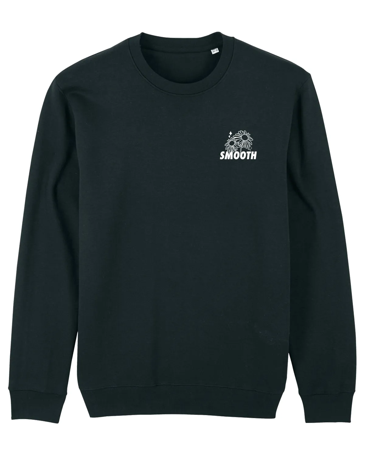 Black Crew / Flowers White Front Back Women