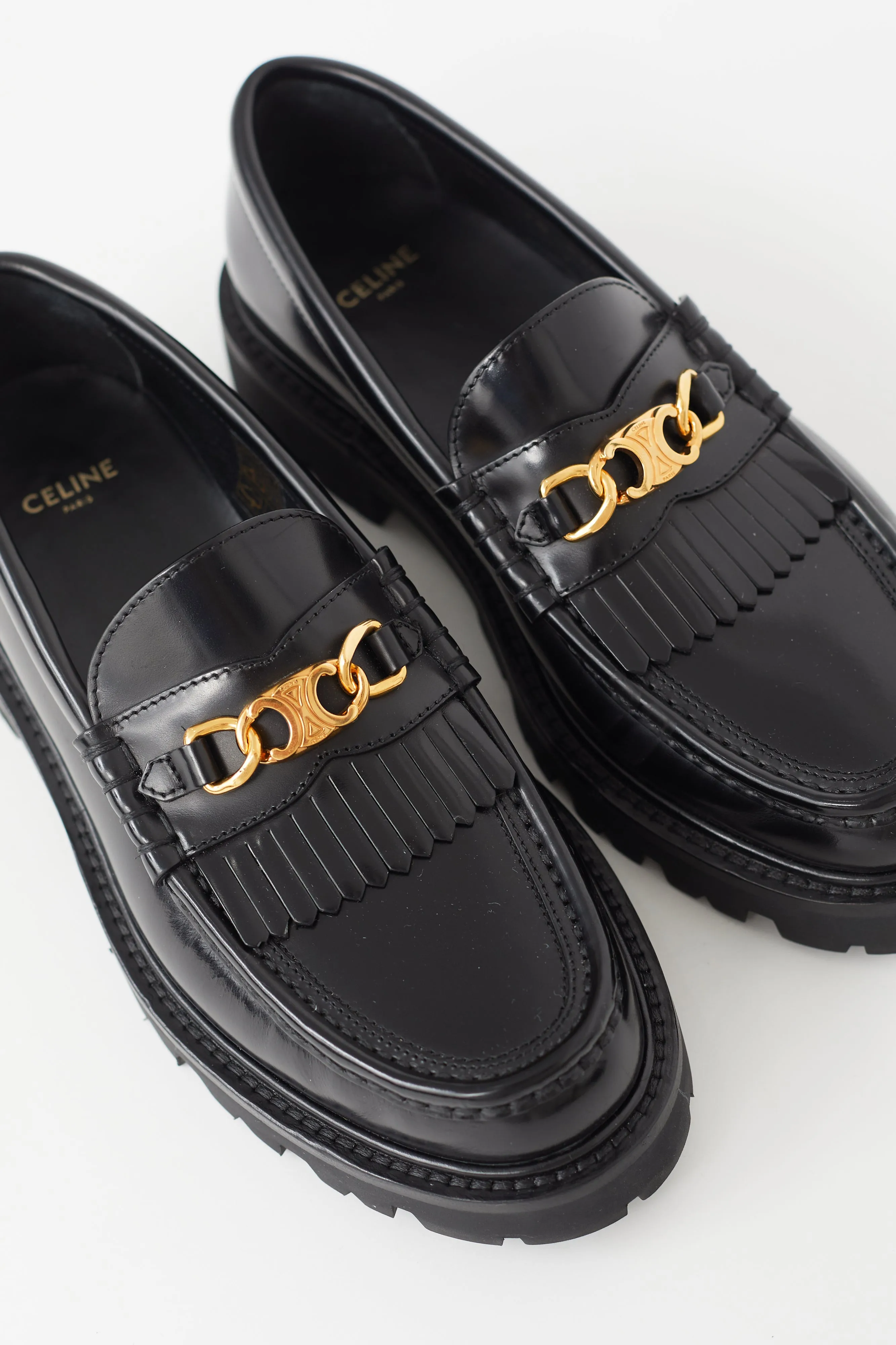Black Leather Margaret Fringe Loafer