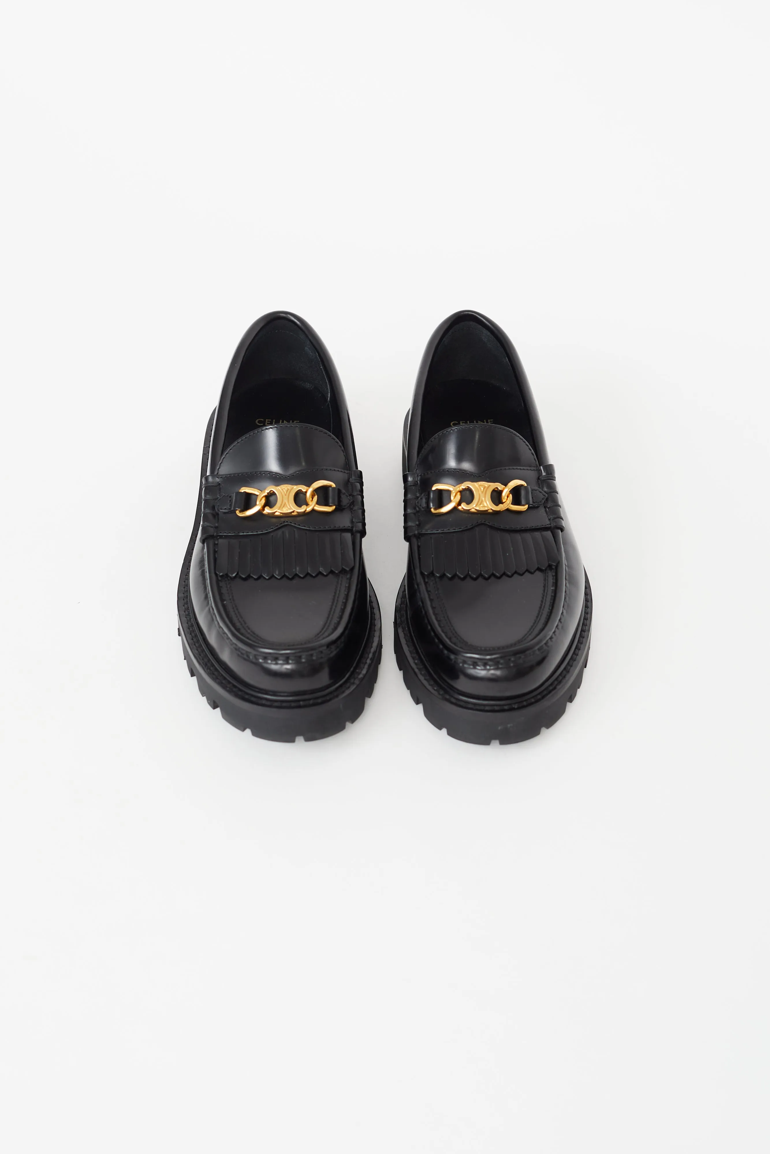 Black Leather Margaret Fringe Loafer