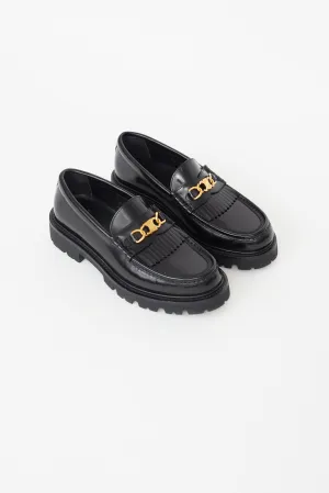 Black Leather Margaret Fringe Loafer