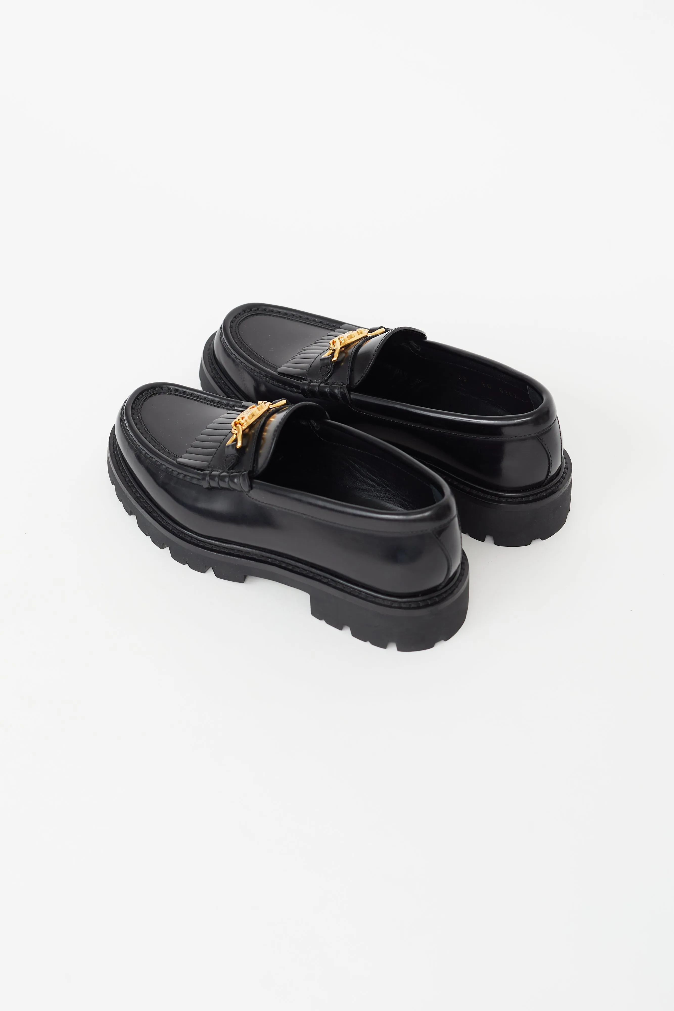 Black Leather Margaret Fringe Loafer