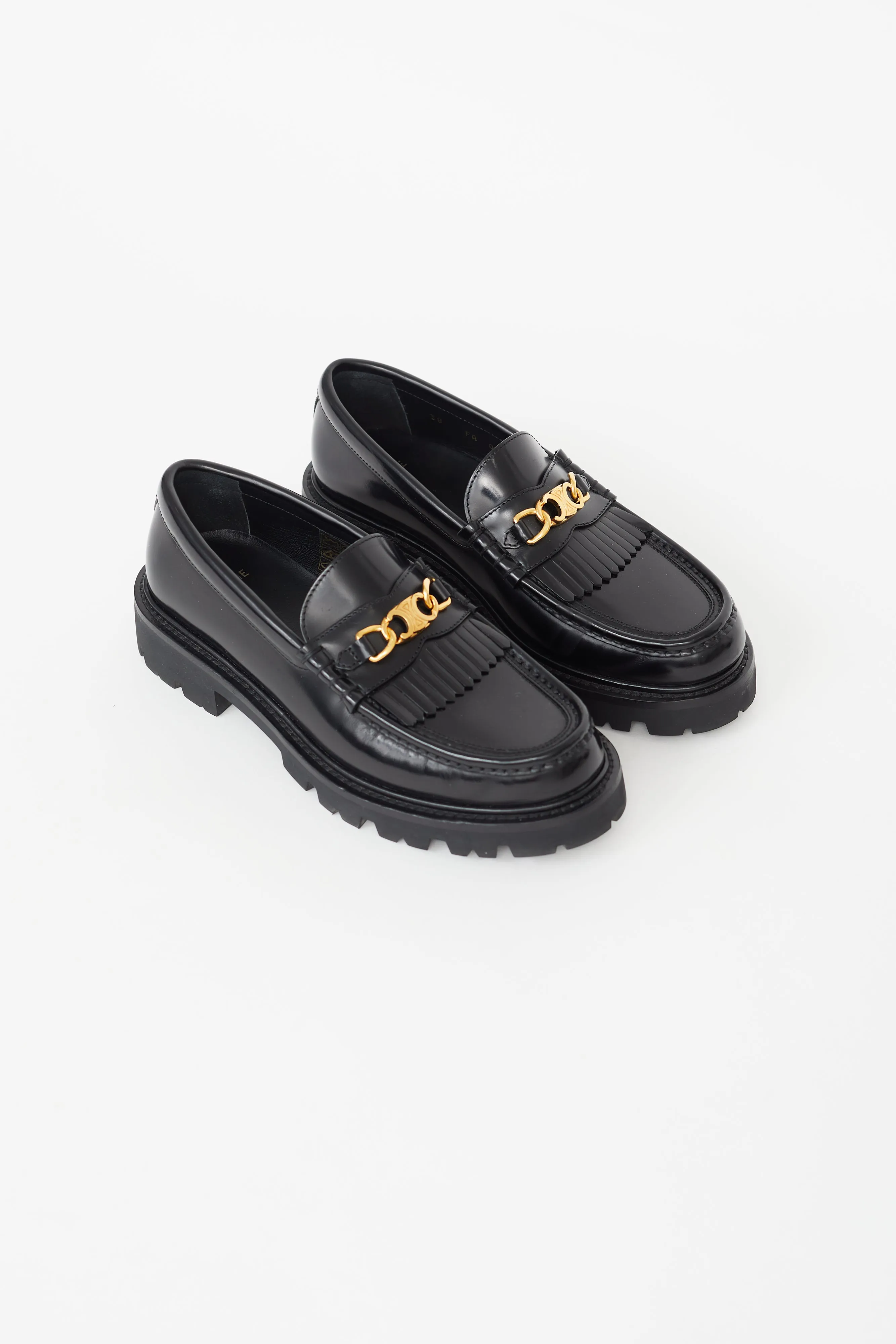 Black Leather Margaret Fringe Loafer