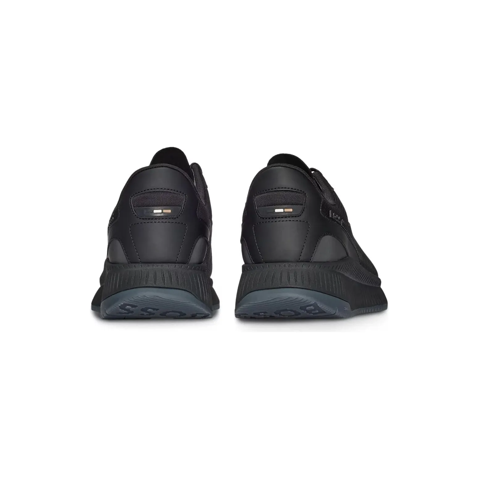 BOSS MIXED-MATERIAL TRAINERS WITH RUBBERISED FAUX LEATHER