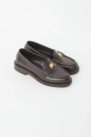 Brown & Gold Rockstud Loafer