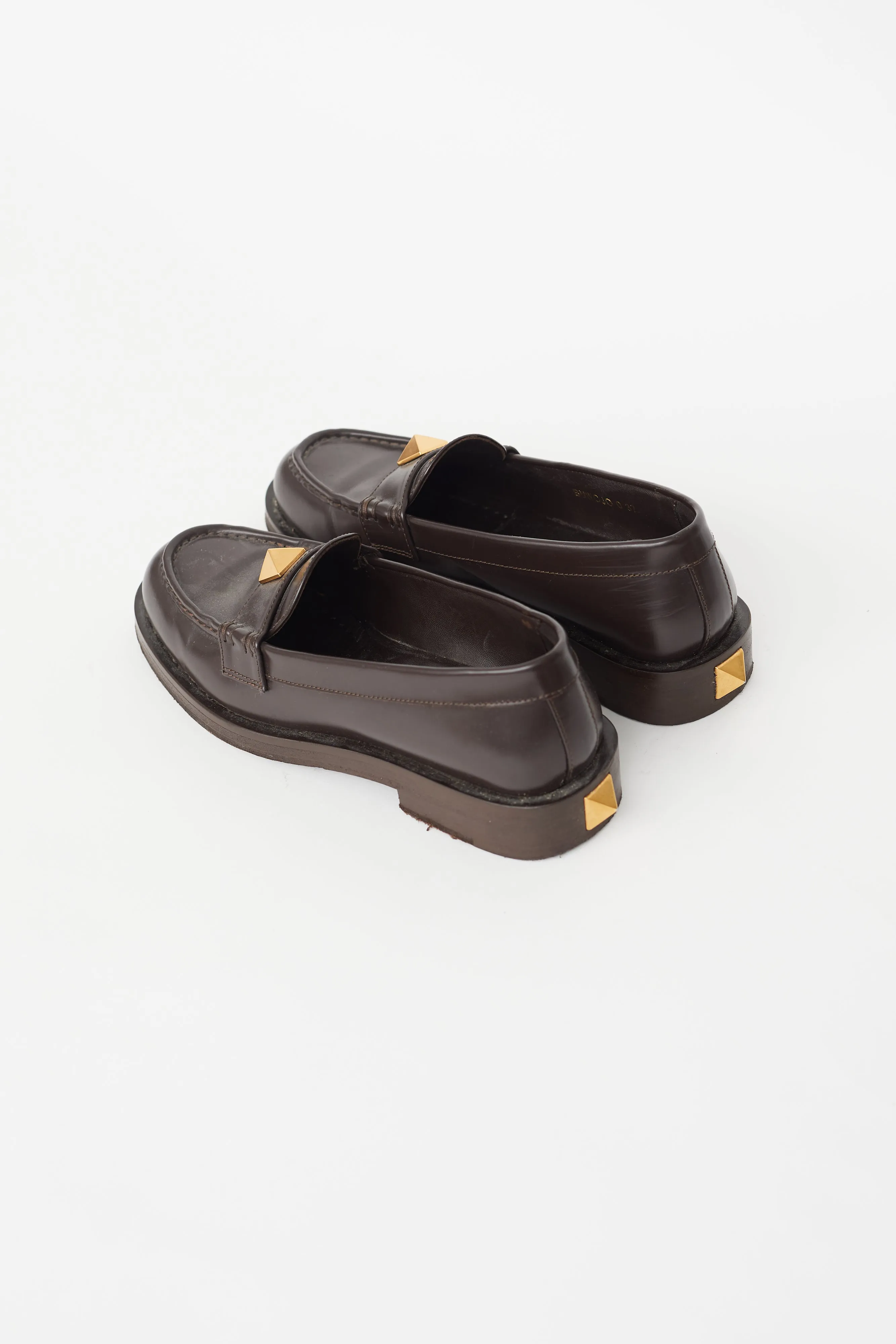 Brown & Gold Rockstud Loafer
