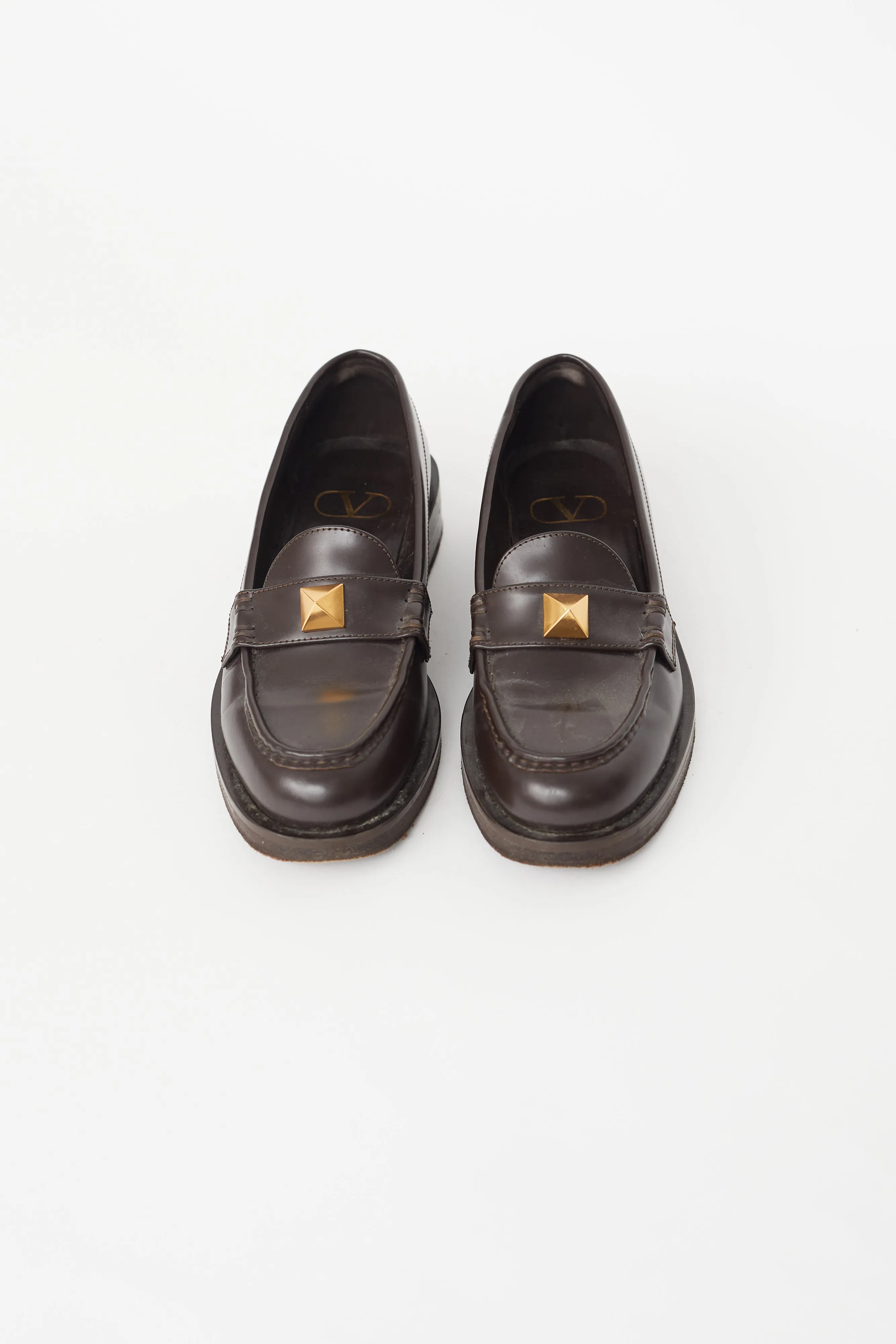 Brown & Gold Rockstud Loafer