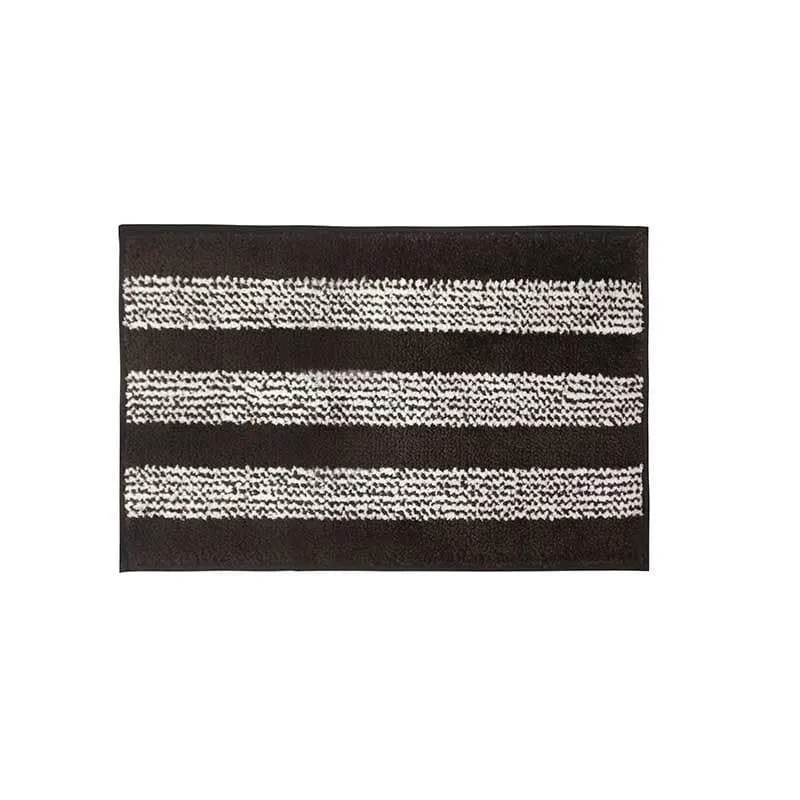 Brown Striped Microfiber Bathmat