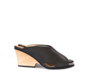 Circle Mule Black Faux-Nappa