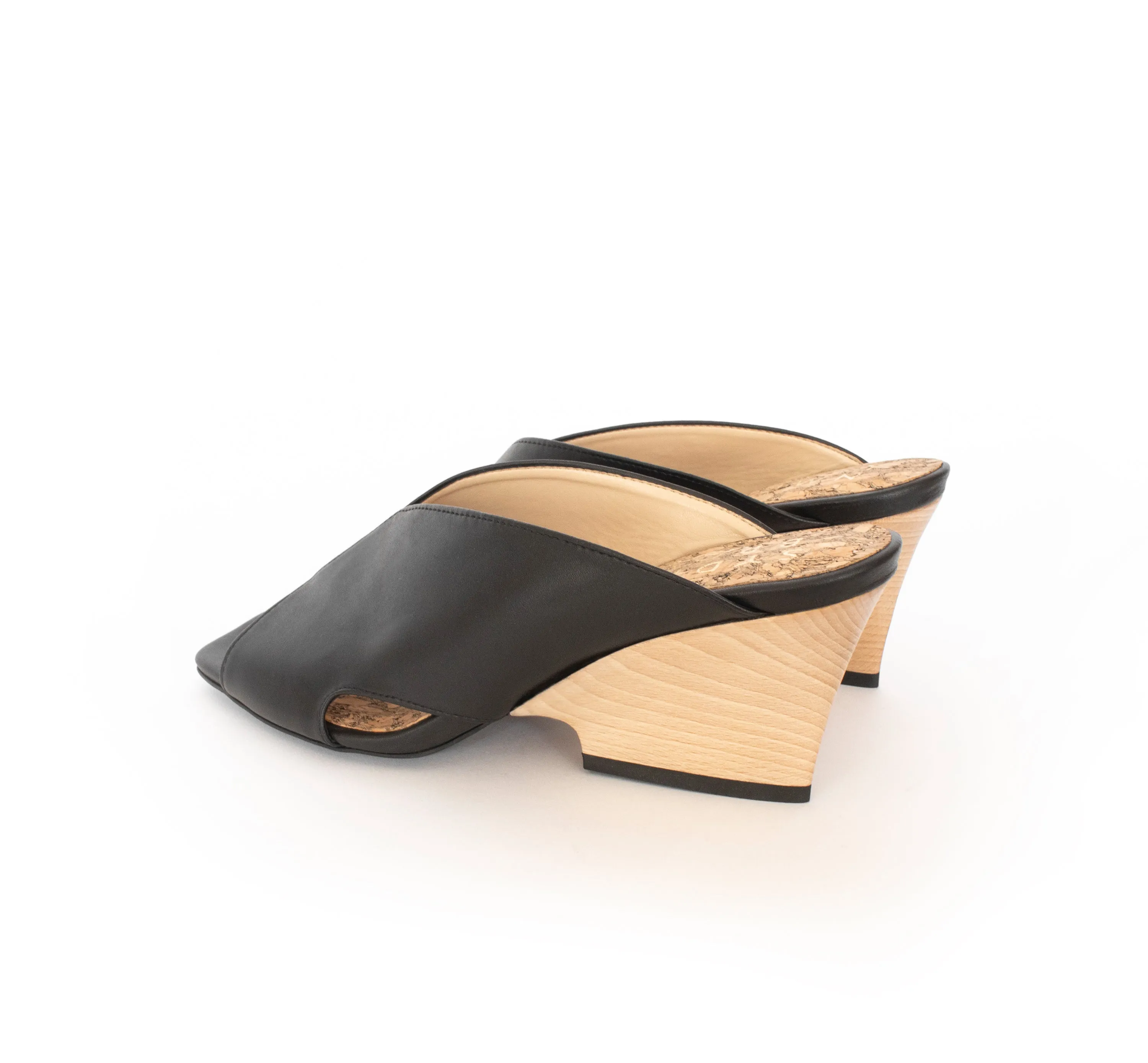 Circle Mule Black Faux-Nappa