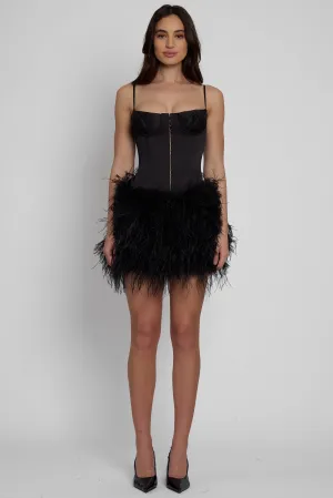 Cloud Feather Mini Trendy Skirt - Black