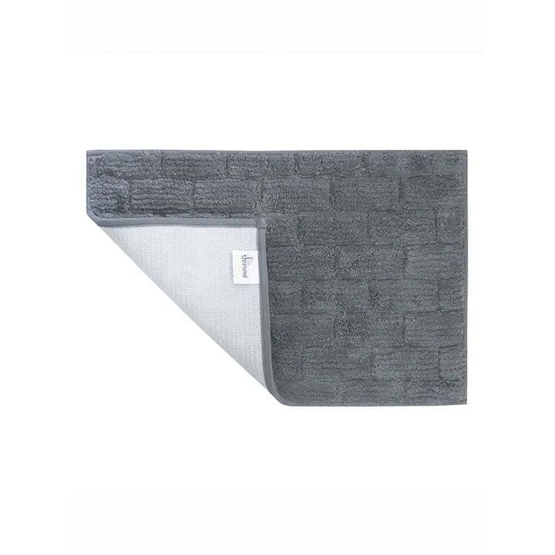 Cloud Grey Tiled Cotton Bathmat