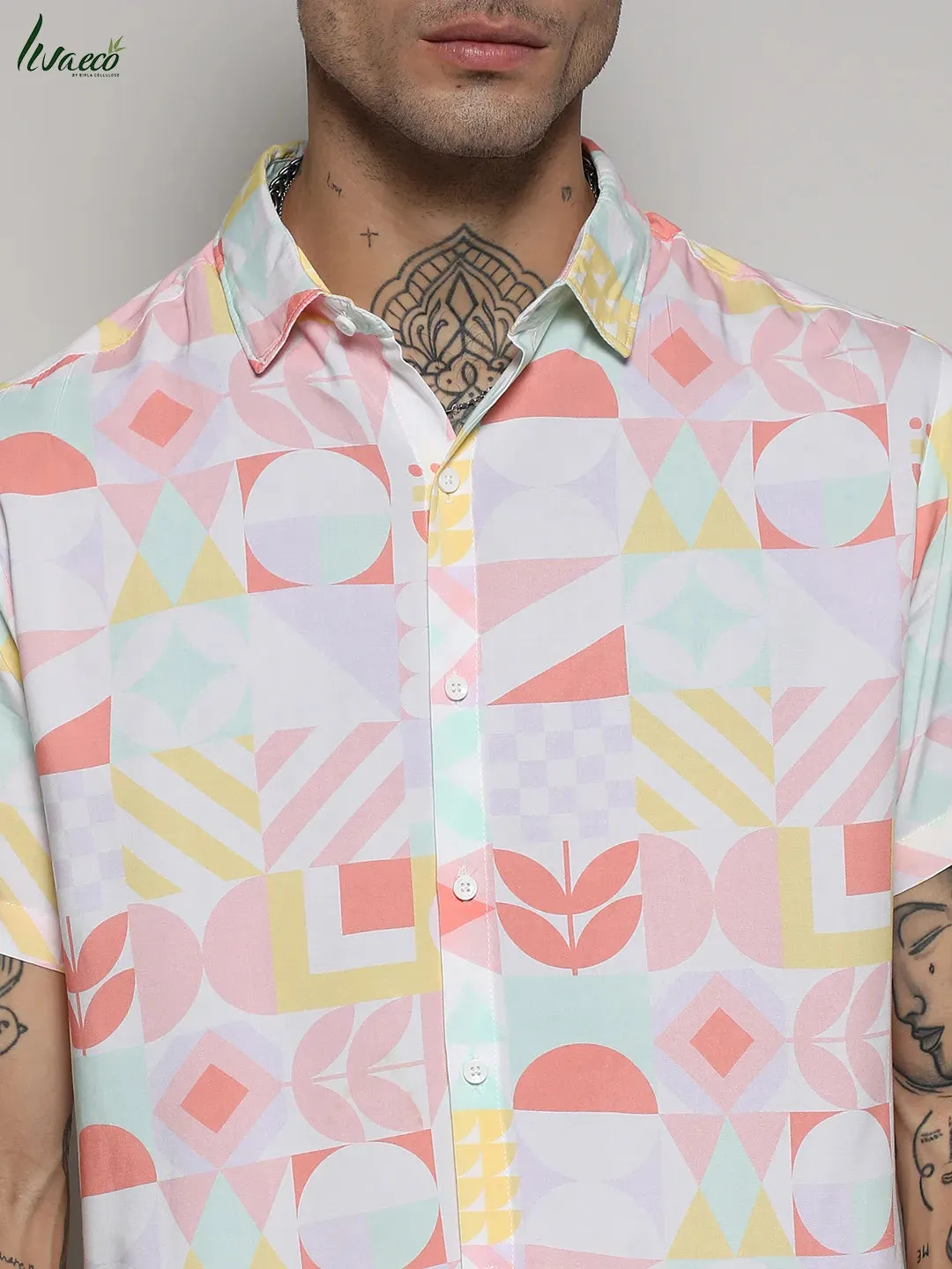Ecoliva Geometric Floral Block Shirt
