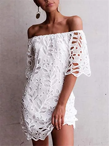 Elegant Off Shoulder Vintage Lace Mini Dress