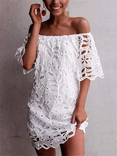 Elegant Off Shoulder Vintage Lace Mini Dress