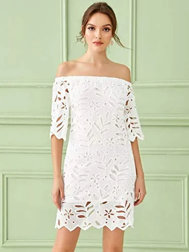 Elegant Off Shoulder Vintage Lace Mini Dress