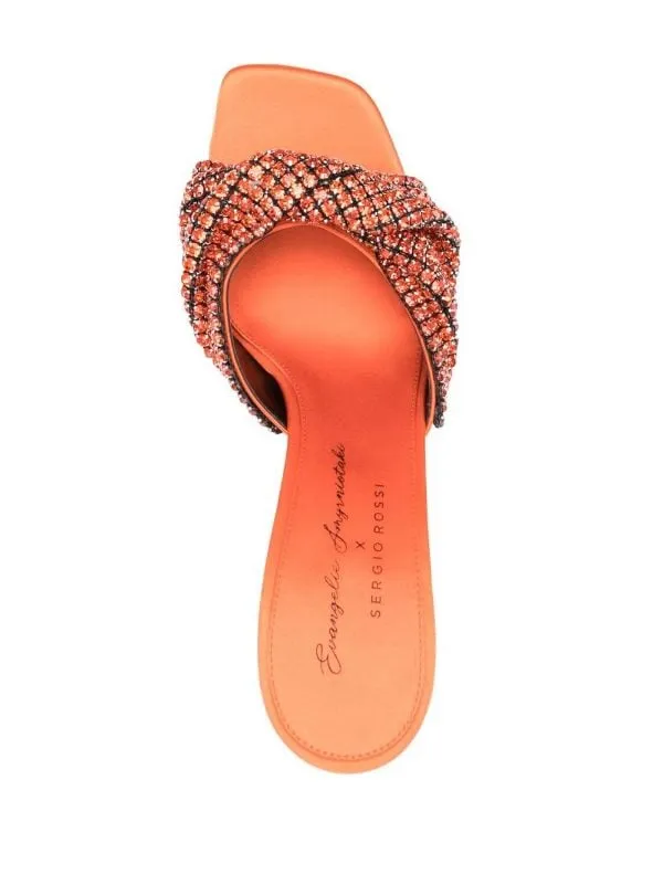 Evangelie Orange Crystal Mules