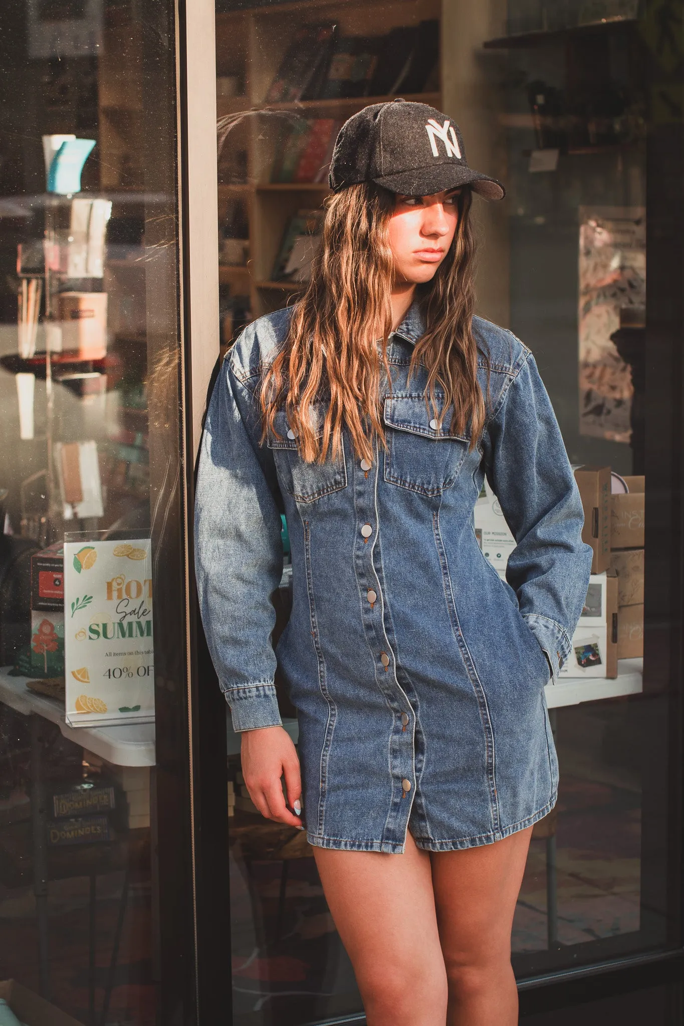 Fitted Denim Utility Dress
