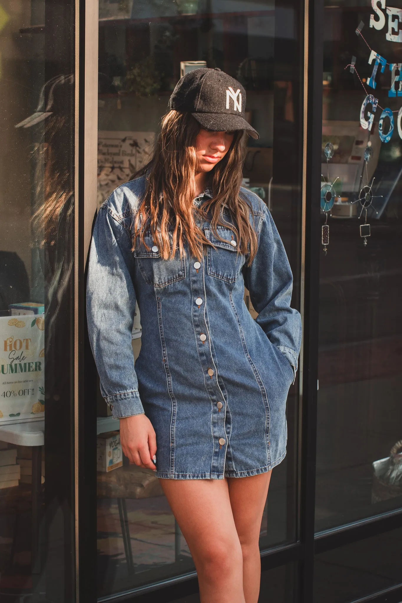 Fitted Denim Utility Dress