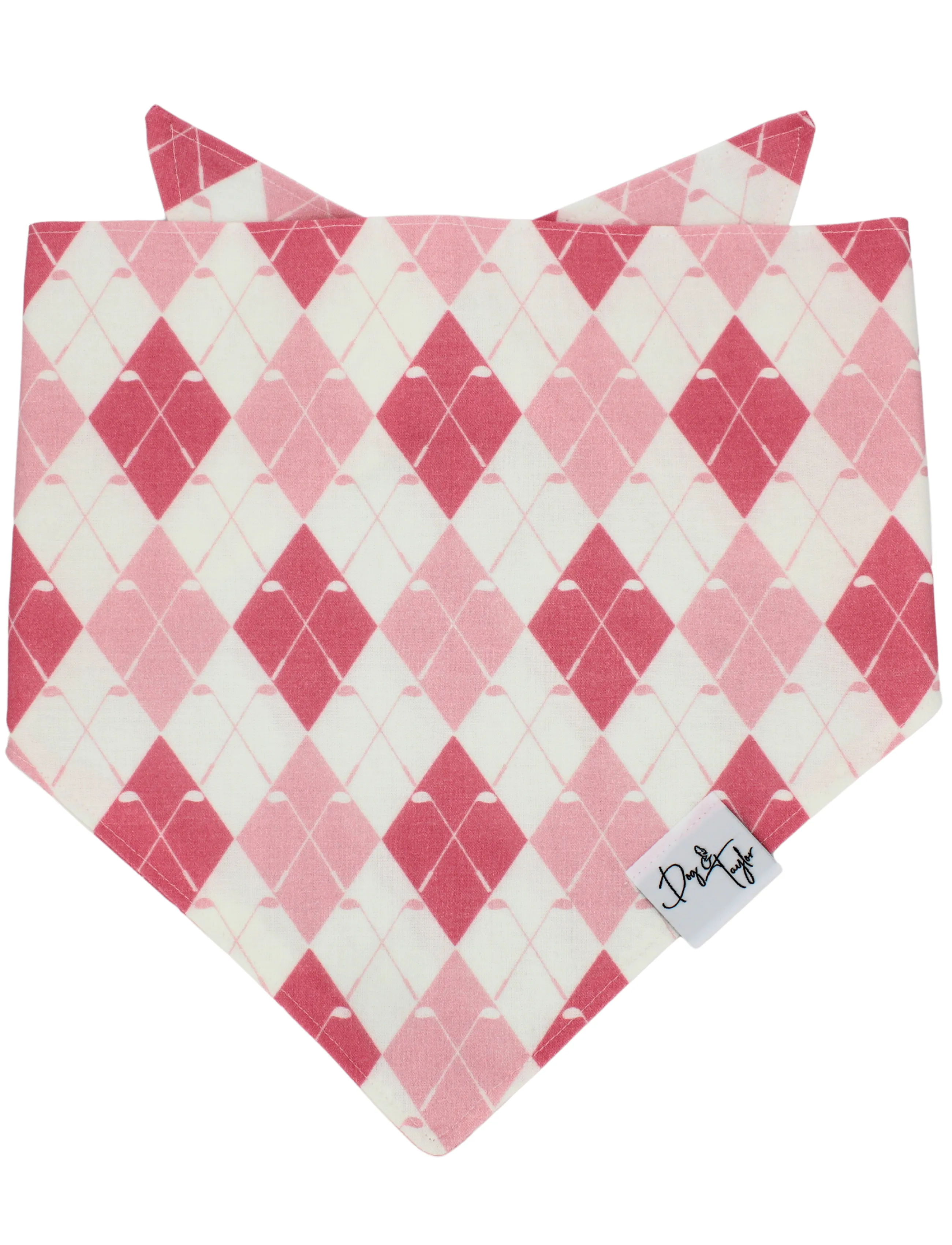 Golf Club - Pink Argyle Dog Bandana