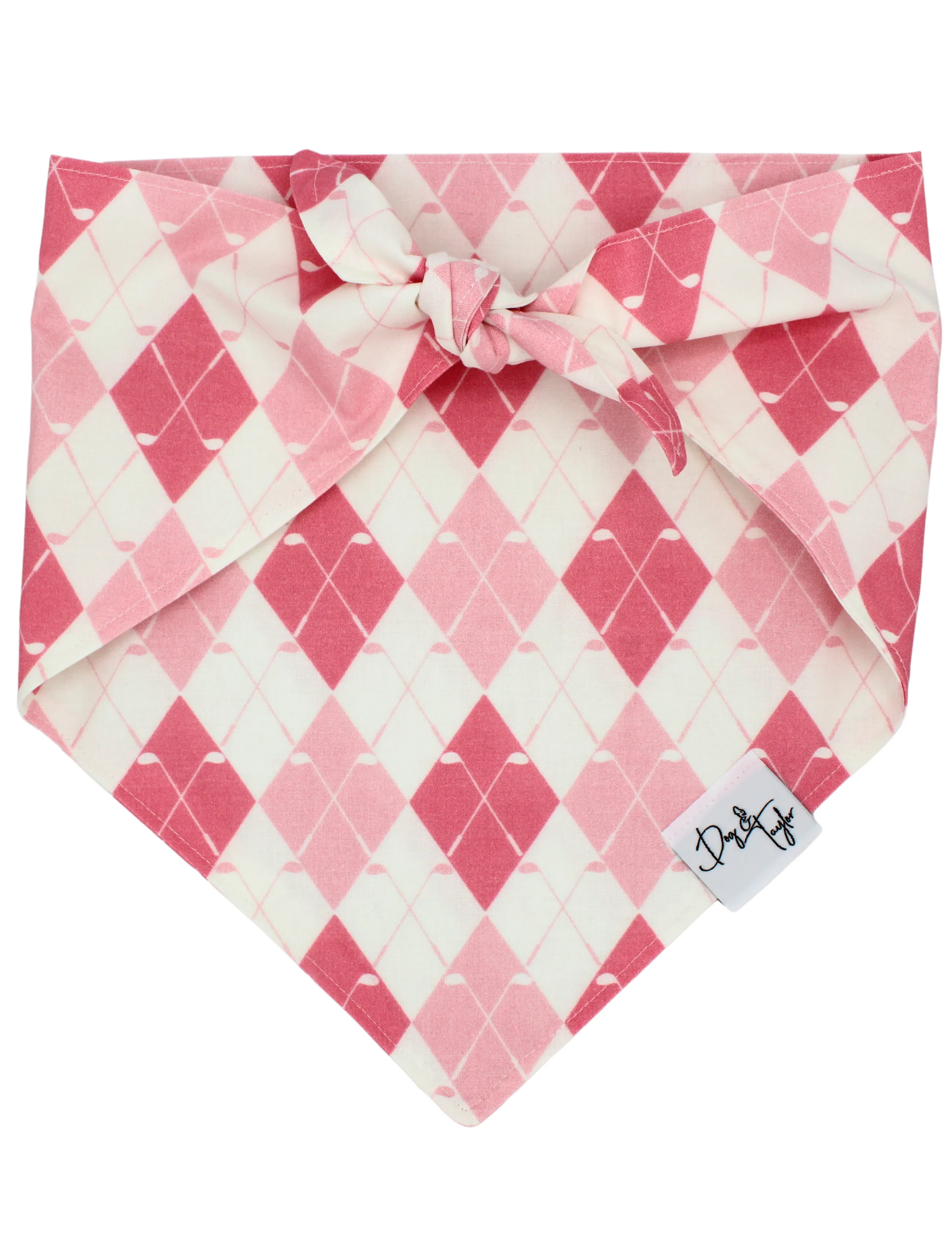 Golf Club - Pink Argyle Dog Bandana