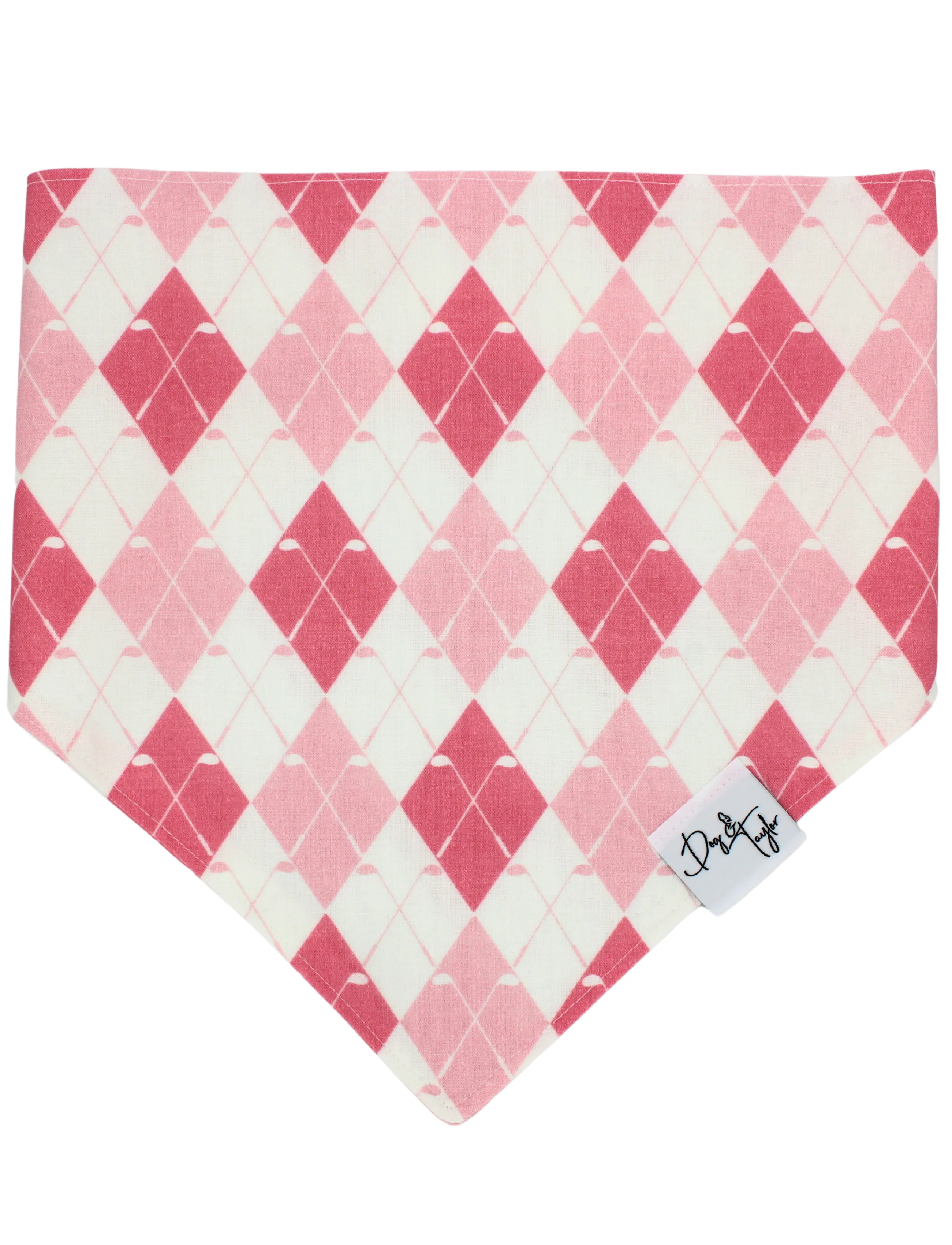Golf Club - Pink Argyle Dog Bandana