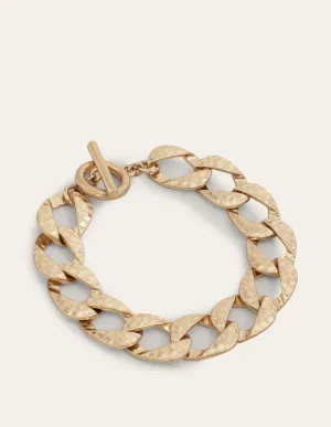 Hammered Flat Chain Bracelet-Gold