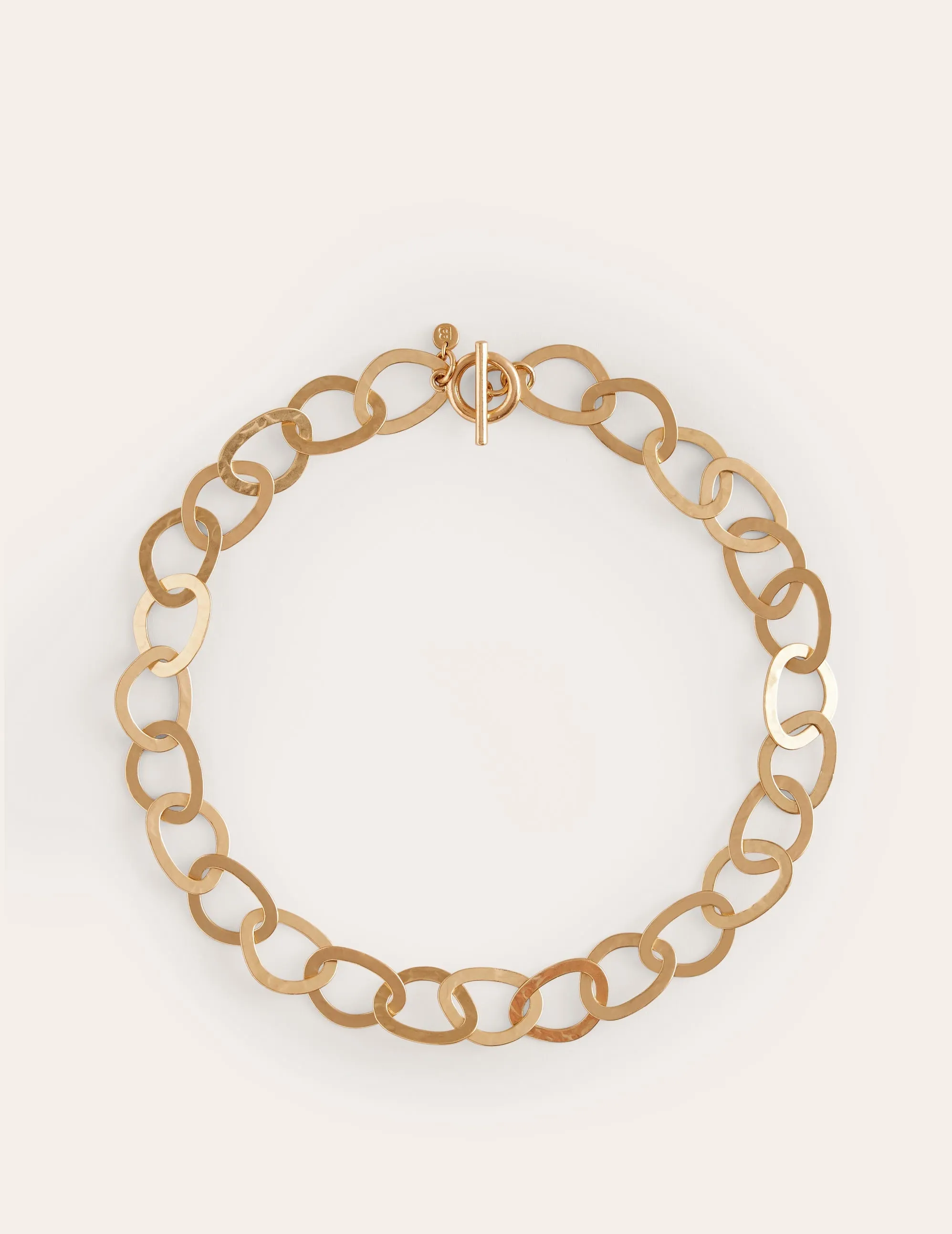 Hammered Link Necklace-Gold
