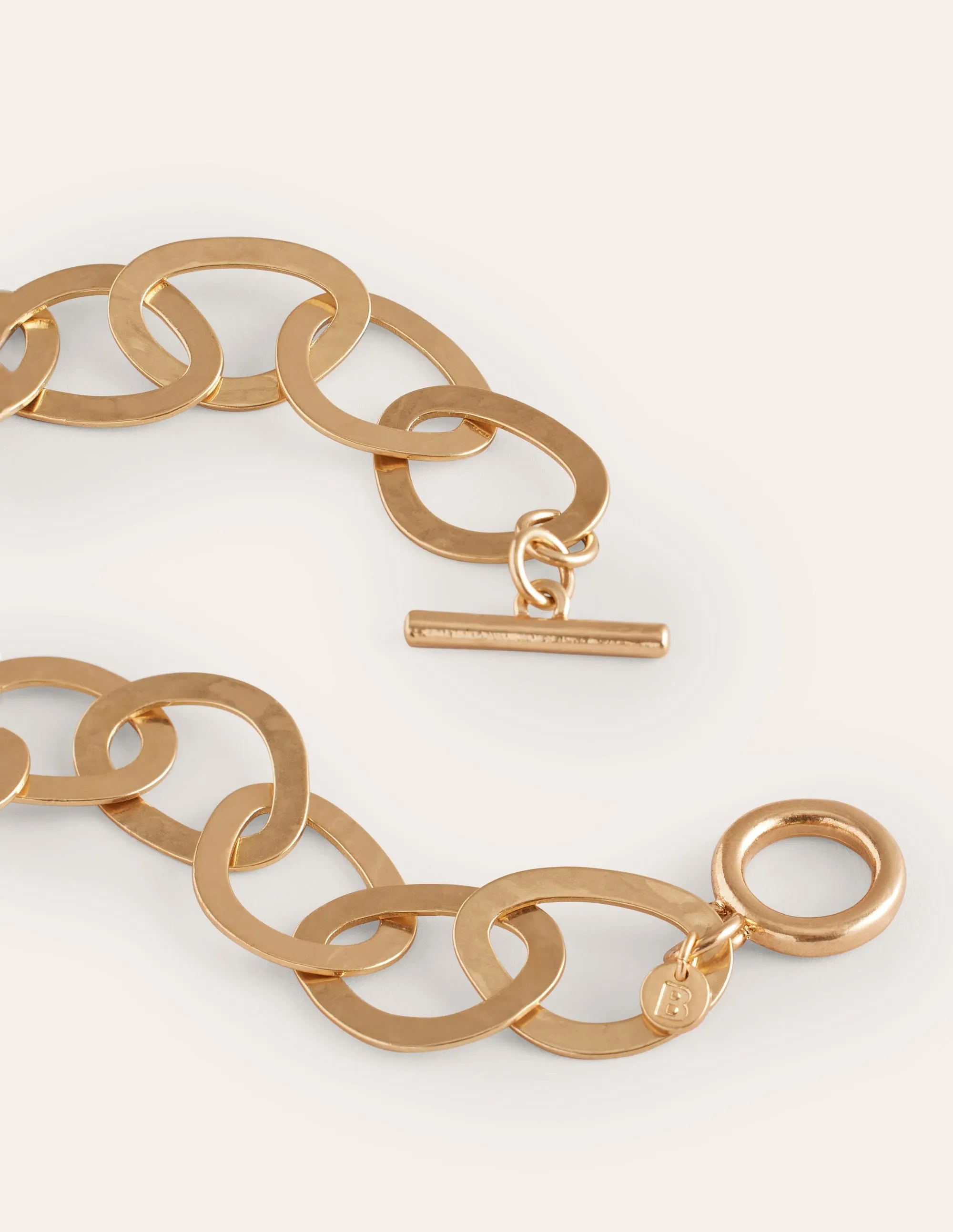Hammered Link Necklace-Gold
