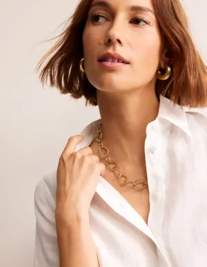 Hammered Link Necklace-Gold