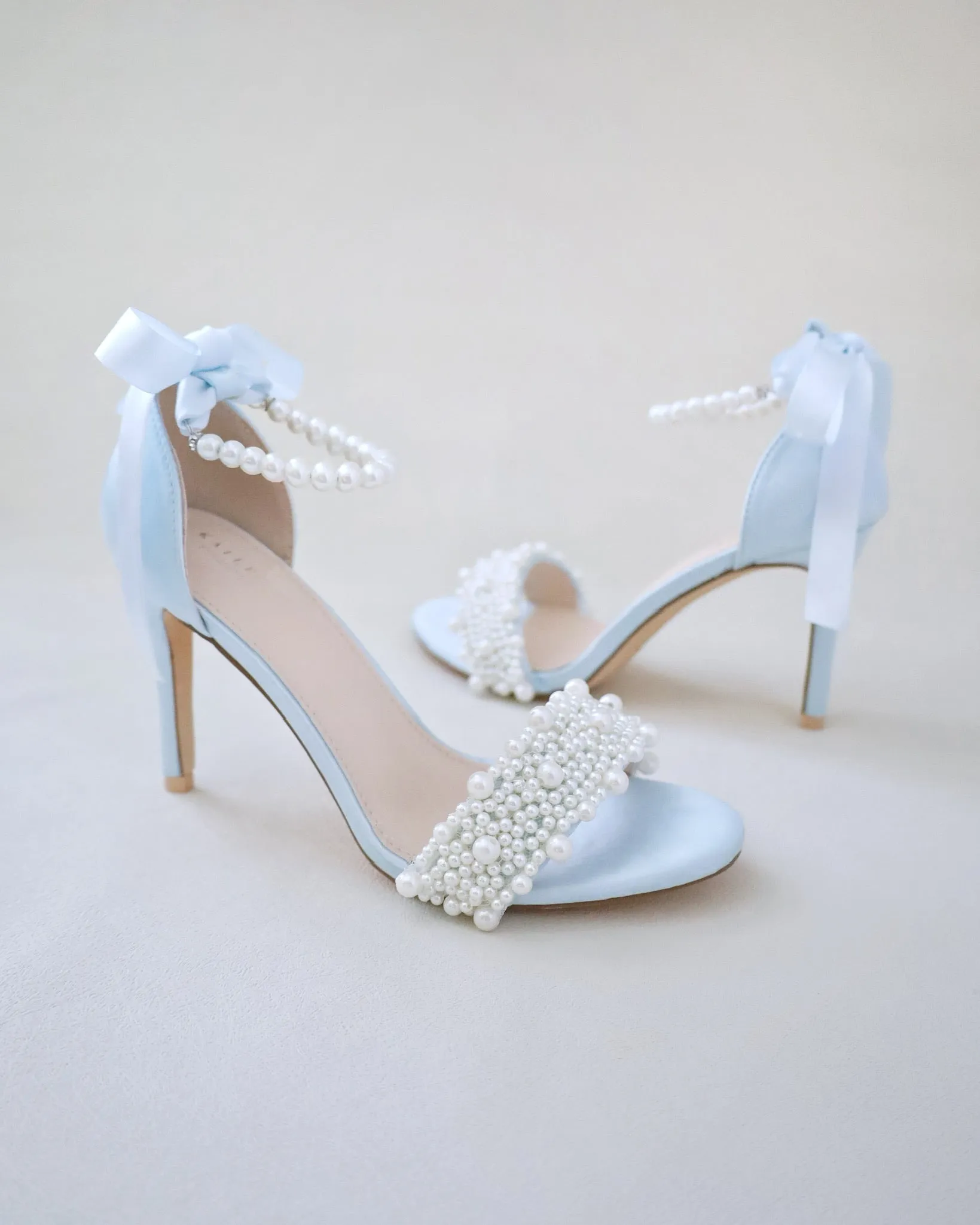 JOSKAA 2024 New Fashion High Heel Satin High Heel Wedding Sandals with Perla Applique
