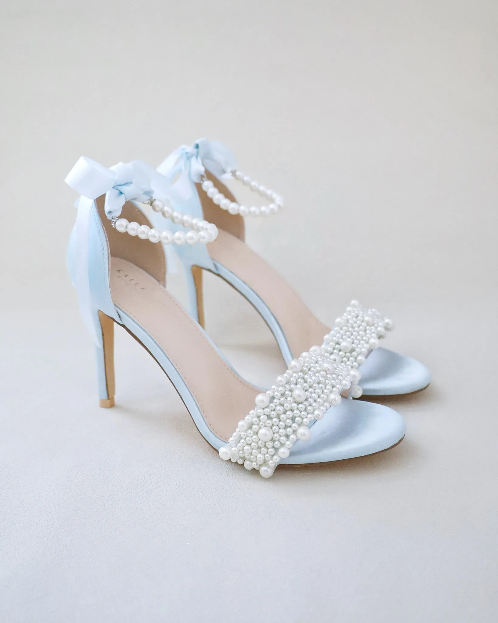 JOSKAA 2024 New Fashion High Heel Satin High Heel Wedding Sandals with Perla Applique