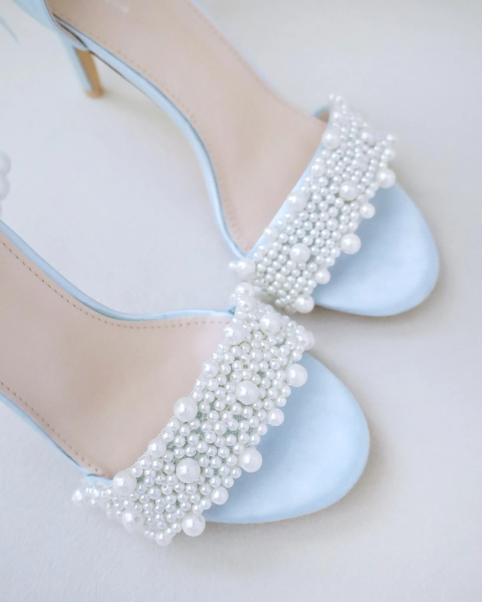 JOSKAA 2024 New Fashion High Heel Satin High Heel Wedding Sandals with Perla Applique
