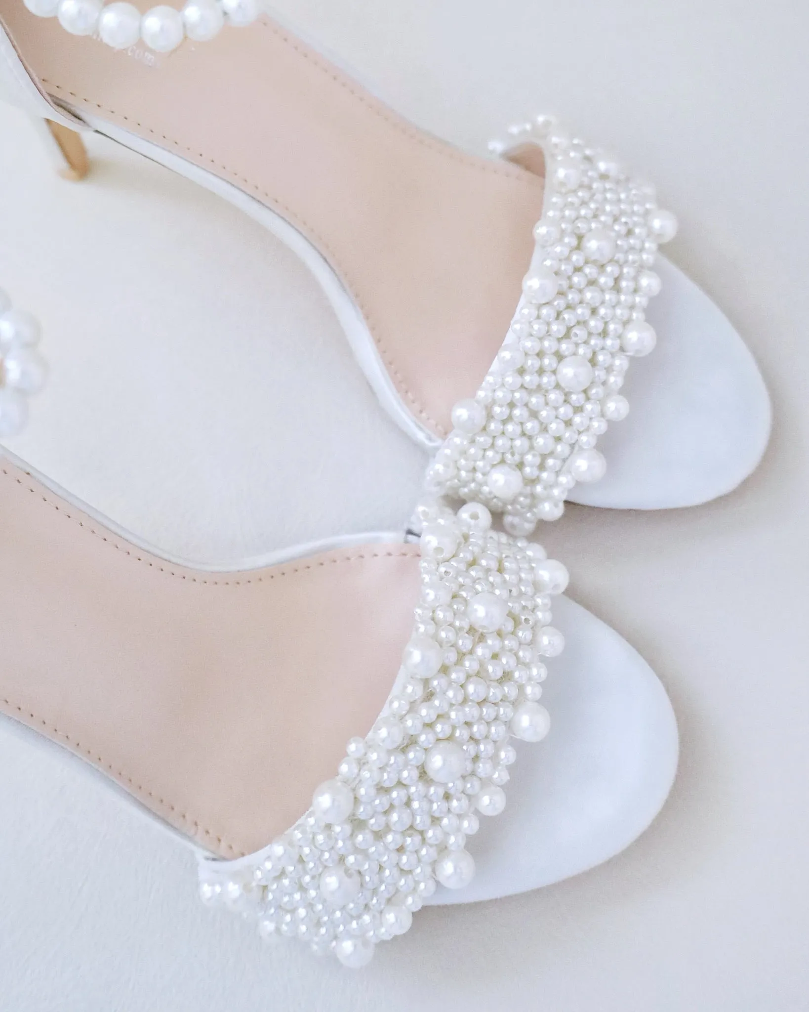 JOSKAA 2024 New Fashion High Heel Satin High Heel Wedding Sandals with Perla Applique