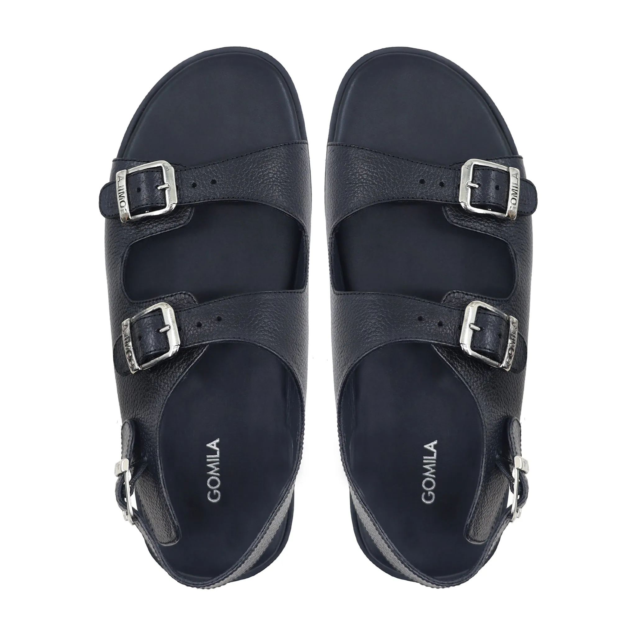 Keenan - Men's Black Pebble Grain Leather Sandals