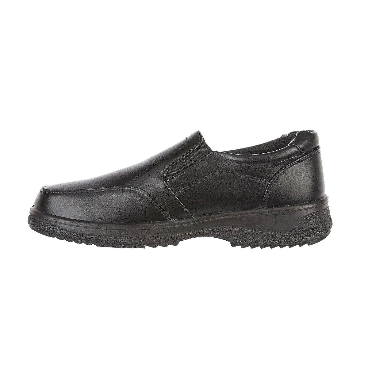 Men Black Slip-On Twin Gusset Faux Leather Shoes Comfort Casual Everyday Wear