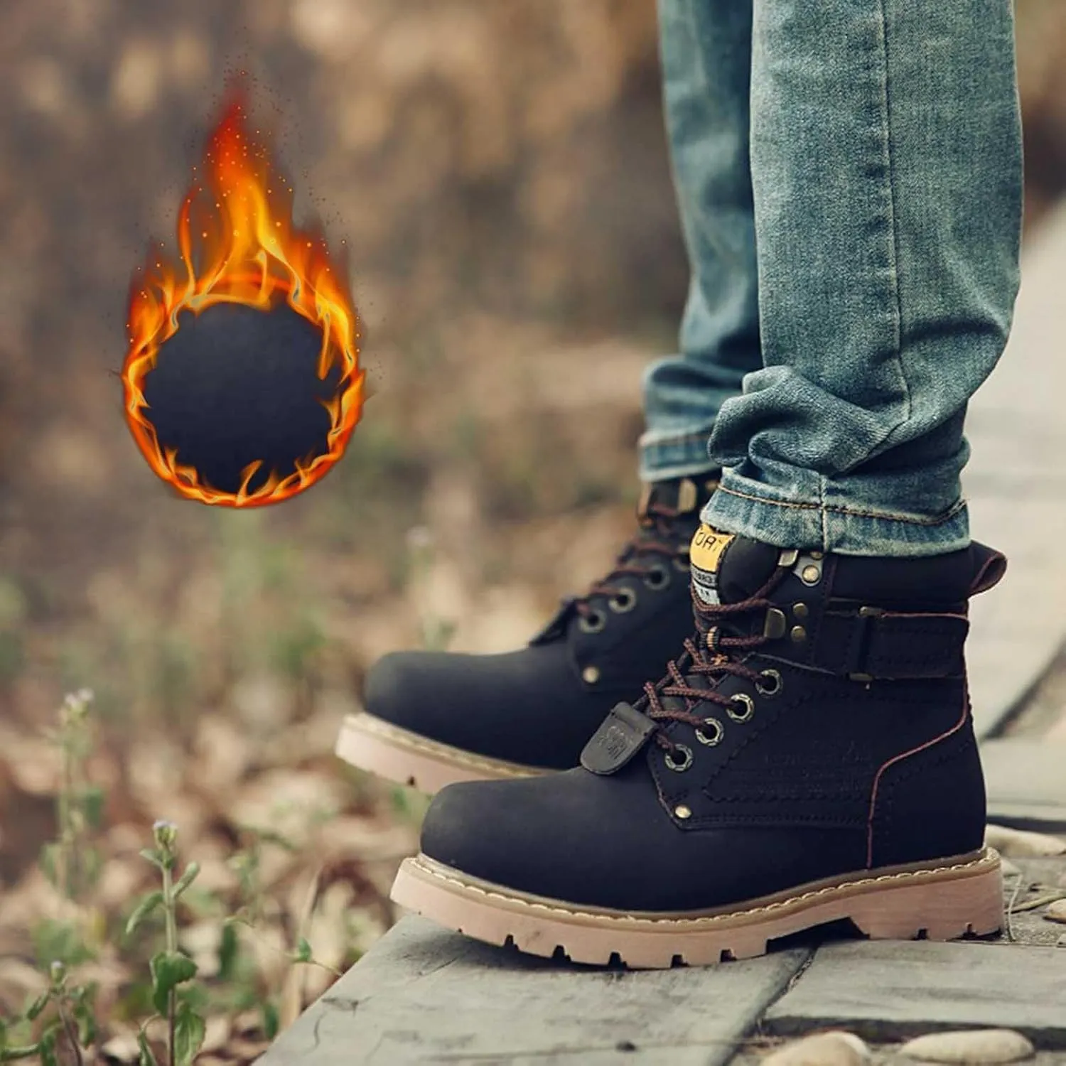 Men's Work Boots Steel Toe Hiking Sneakers Ankle Ladies Women's Workout Shoes Winter Platform Shoes Slip Resistant Safety Hike Grounded Footwear