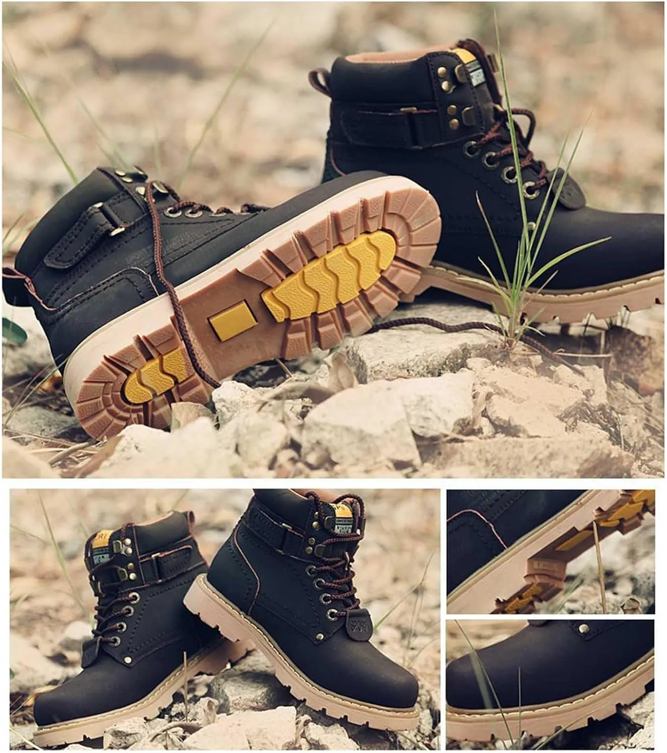 Men's Work Boots Steel Toe Hiking Sneakers Ankle Ladies Women's Workout Shoes Winter Platform Shoes Slip Resistant Safety Hike Grounded Footwear