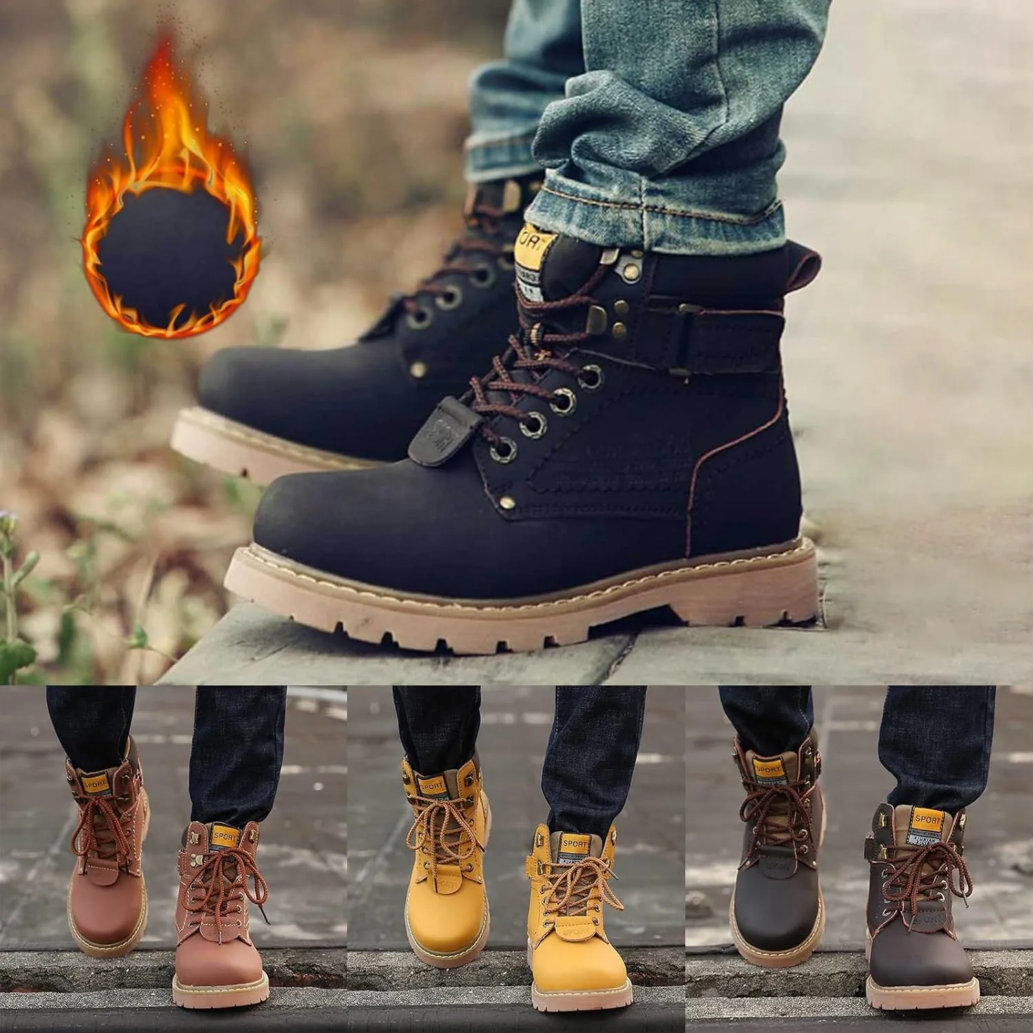 Men's Work Boots Steel Toe Hiking Sneakers Ankle Ladies Women's Workout Shoes Winter Platform Shoes Slip Resistant Safety Hike Grounded Footwear