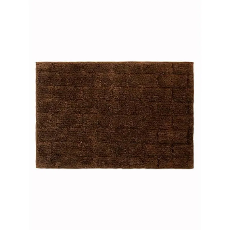 Mocha Brown Tiled Cotton Bathmat