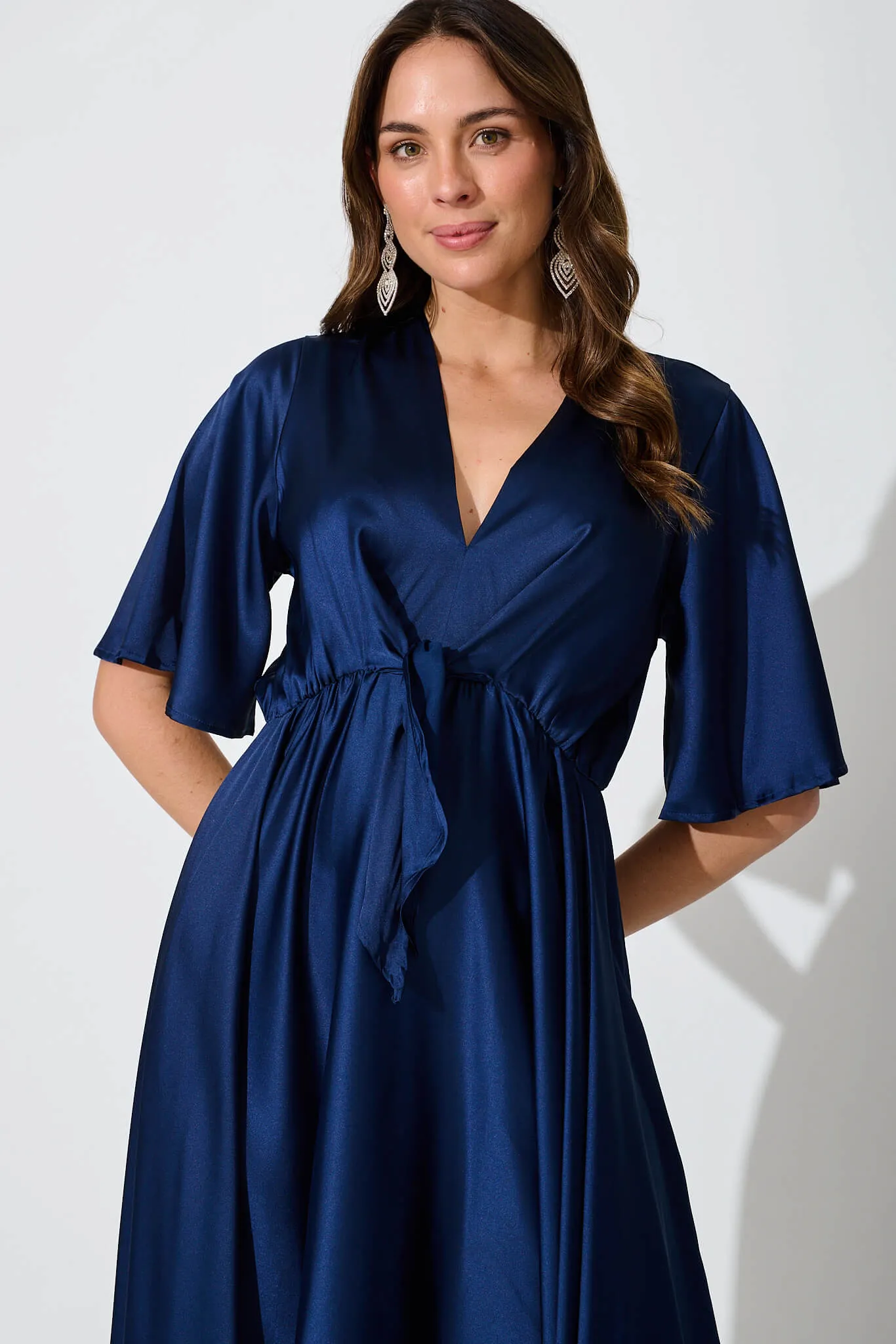 Navy Satin Maxi Dress from Helsinki