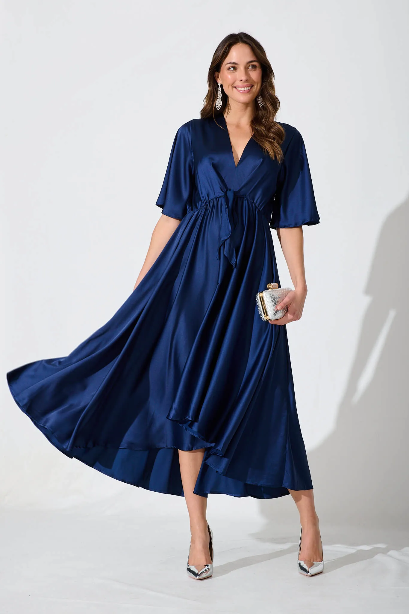 Navy Satin Maxi Dress from Helsinki