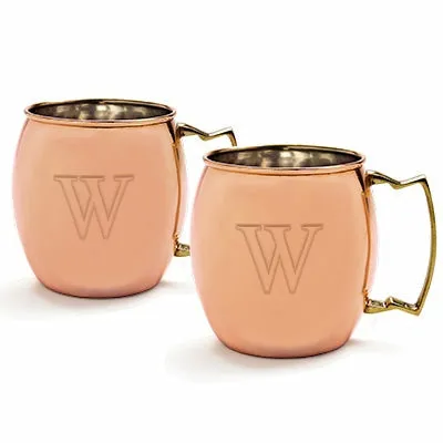 Personalized Moscow Mule Copper Mug w/ Unique Handle (Set of 2)