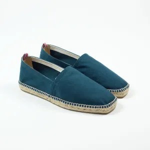 Petrol color espadrilles with natural sole