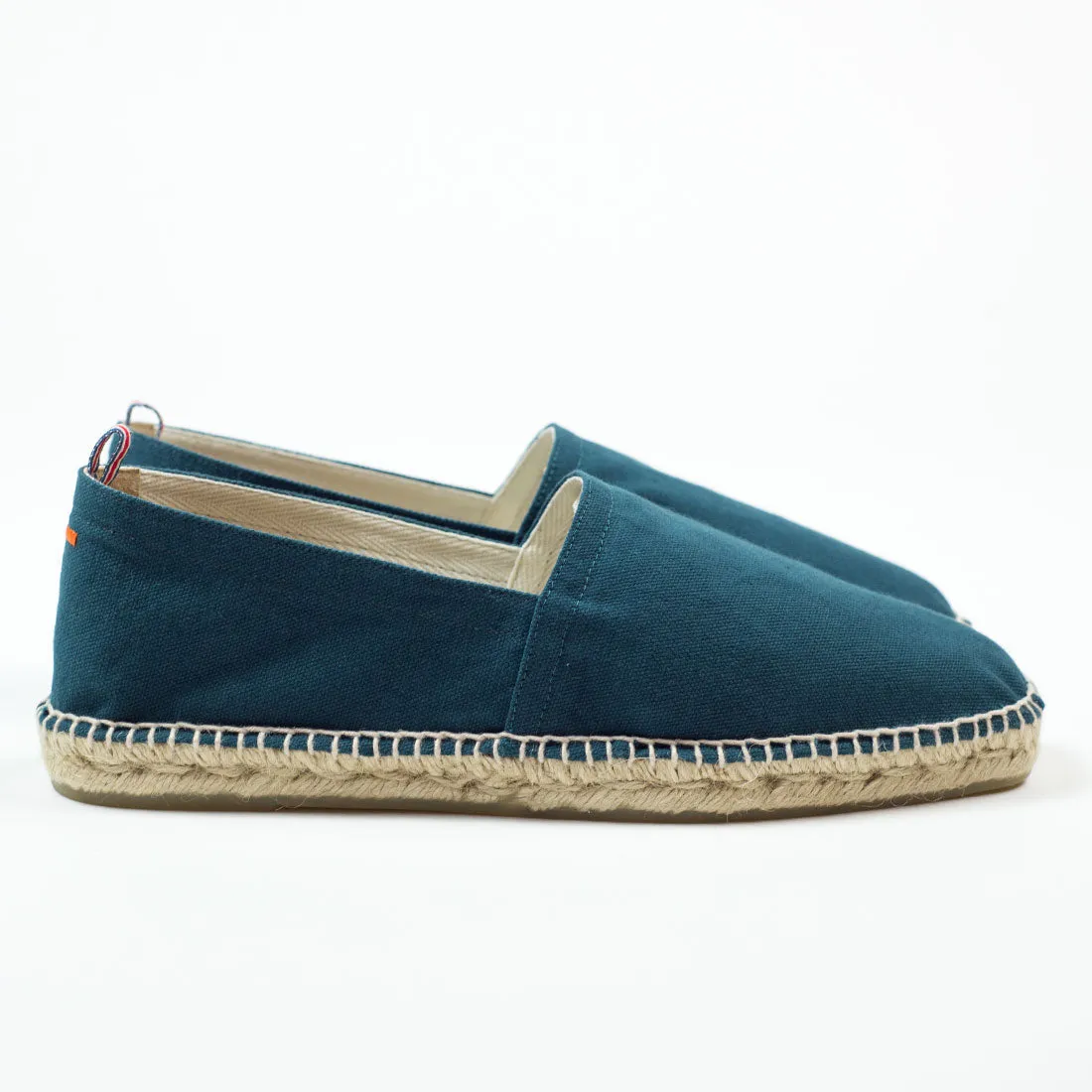 Petrol color espadrilles with natural sole