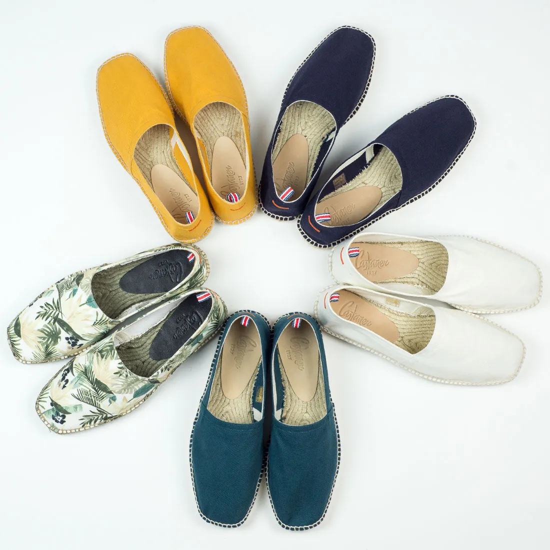 Petrol color espadrilles with natural sole